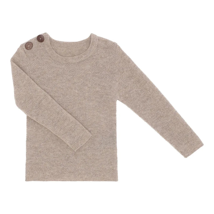 Minilux cashmere pullover med 2 knapper beige