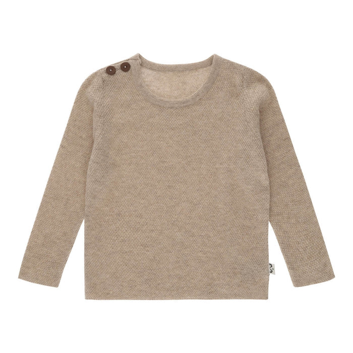 Minilux cashmere pullover med 2 knapper beige