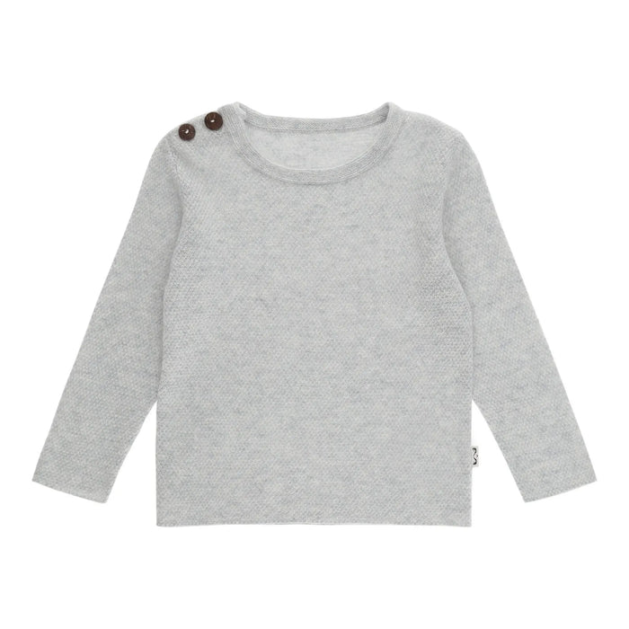 Minilux cashmere pullover med 2 knapper lysegrå