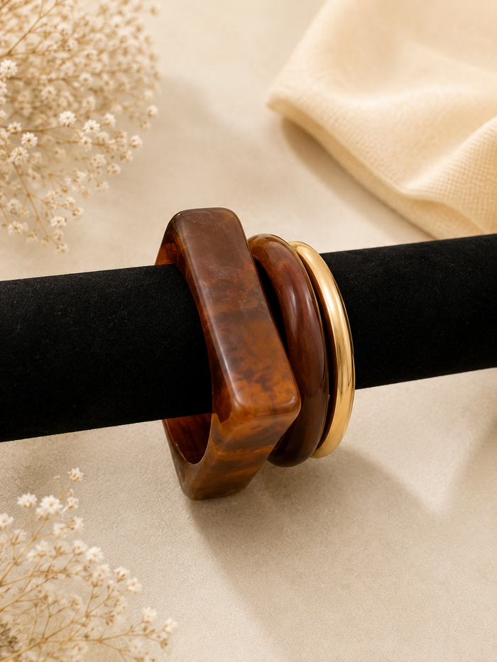 Modern Resin Bangle Stack Set Of3 RB013