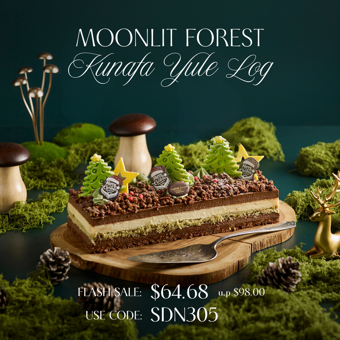 Moonlit Forest Kunafa Yule Log