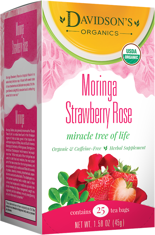 Moringa Strawberry Rose Organic Tea 25 Bag Box-Lange General Store