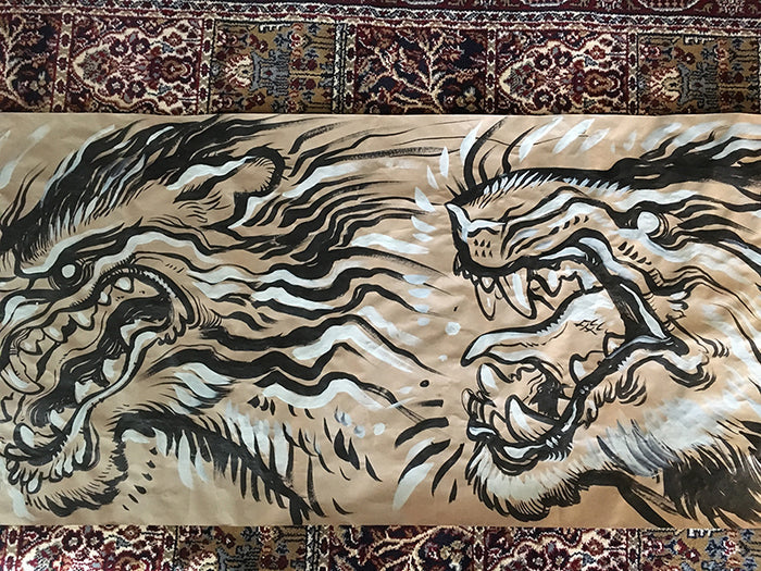 MURAL INK DRAWING- TIGERS