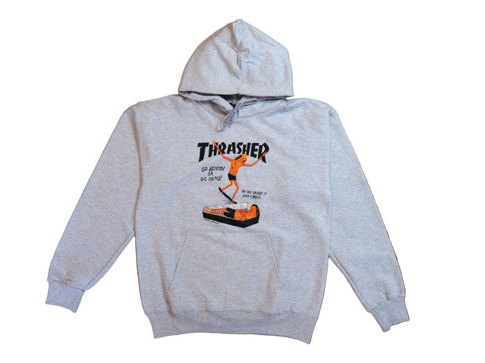 Neck Face Coffin Hooded Fleece - Grey