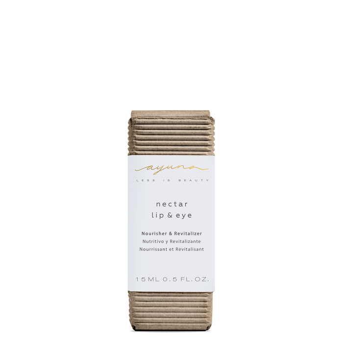 Pack of lip and eye cream with beige packaging on a white background