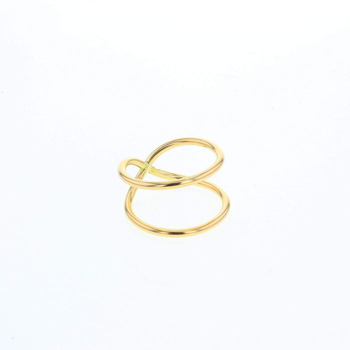 Gold filled interlocking ring with two smooth loop bands