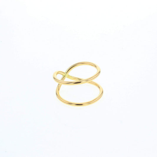 Gold filled interlocking ring with two smooth loop bands