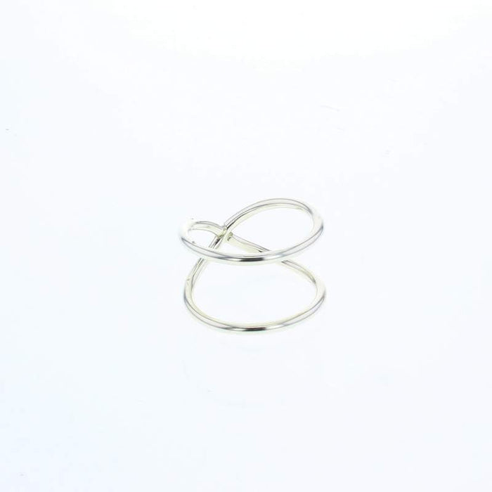 Sterling silver ring with interlocking oval loops, double band design