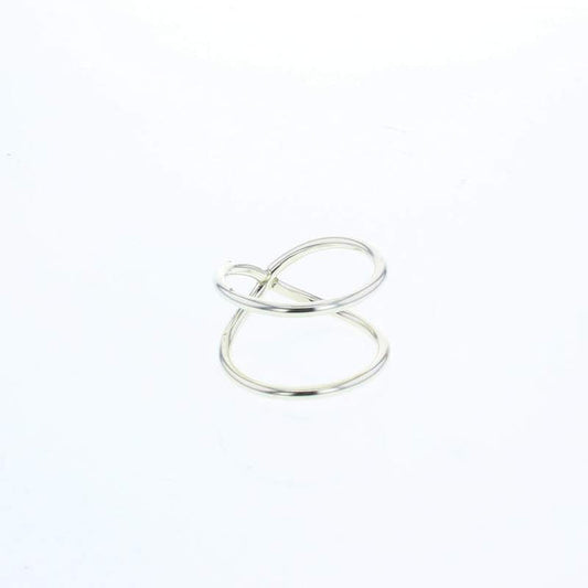 Sterling silver ring with interlocking oval loops, double band design