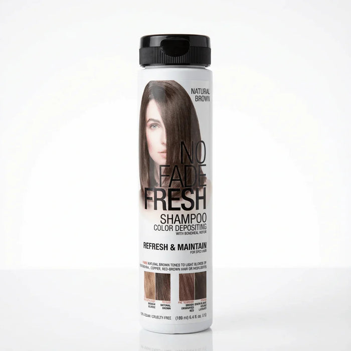 No Fade Fresh color depositing shampoo bottle for natural brown hair, 6.4 oz, on white background