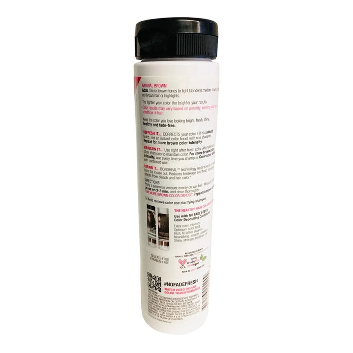 No Fade Fresh color depositing shampoo bottle with detailed product instructions