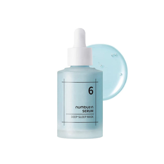 NUMBUZIN No.6 Deep Sleep Mask Serum is a deeply hydrating overnight serum that helps replenish dry, tired-looking skin while you sleep. Formulated with 63% Glacial Water, Niacinamide, multiple types of Hyaluronic Acid, Panthenol, Sodium PCA, and Adenosine, it helps boost moisture, support the skin barrier, and leave skin looking smoother and more refreshed by morning. The lightweight formula also contains Aloe, Turmeric Root Extract, Chlorella Extract, and soothing botanical ingredients to help