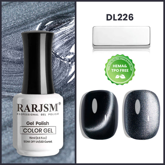 DL226 Obsidian Cat's Eye magnetic gel polish 15ml HEMA TPO free vegan deep black metallic sheen glowing core