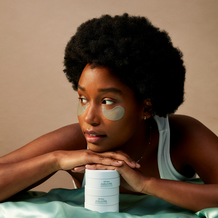 Three Ships-Off Duty Sea Algae + Bio-Peptide Smoothing Biodegradable Eye Mask - Single-Skincare-628110639561_4_Model-The Detox Market |