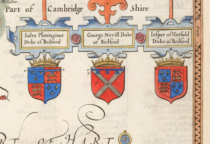 Old Map of Bedfordshire 1611 by John Speed - Bedford, Luton, Dunstable, St Neots, Leighton Buzzard