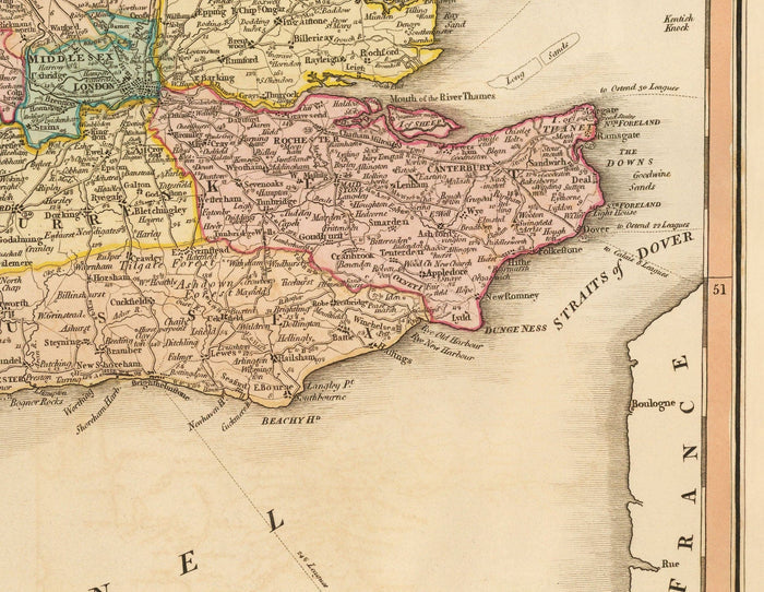 Old Map of Great Britain, 1801 by Faden - England, Wales, Scotland, Roads, Canals, Mail Coach