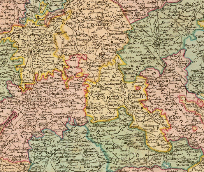 Old Map of Great Britain, 1801 by Faden - England, Wales, Scotland, Roads, Canals, Mail Coach