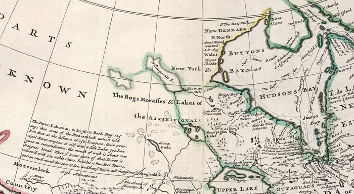 Old Map of North America, 1719 by Herman Moll - USA, Canada, Mexico, Caribbean, Latin, Atlantic, Pacific - The 'Codfish Map'