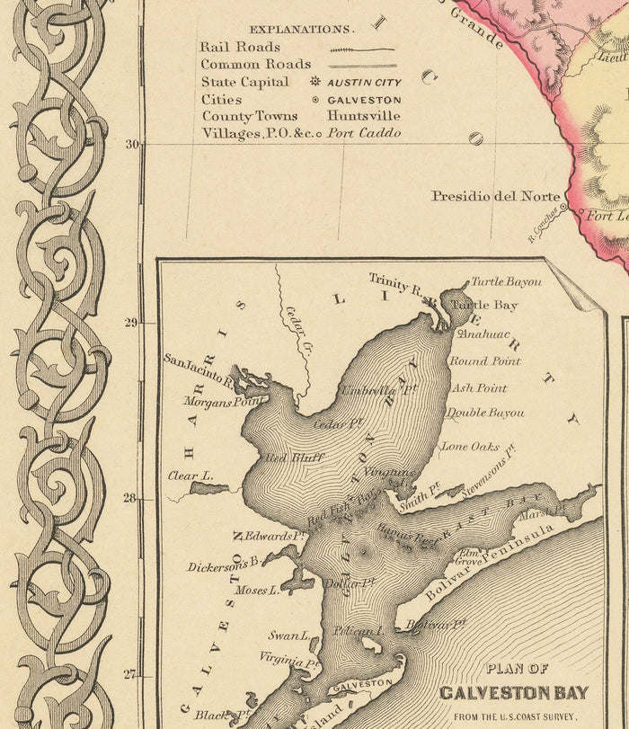 Old Map of Texas 1856 by Colton - Houston, San Antonio, Dallas, Austin, Fort Worth, El Paso