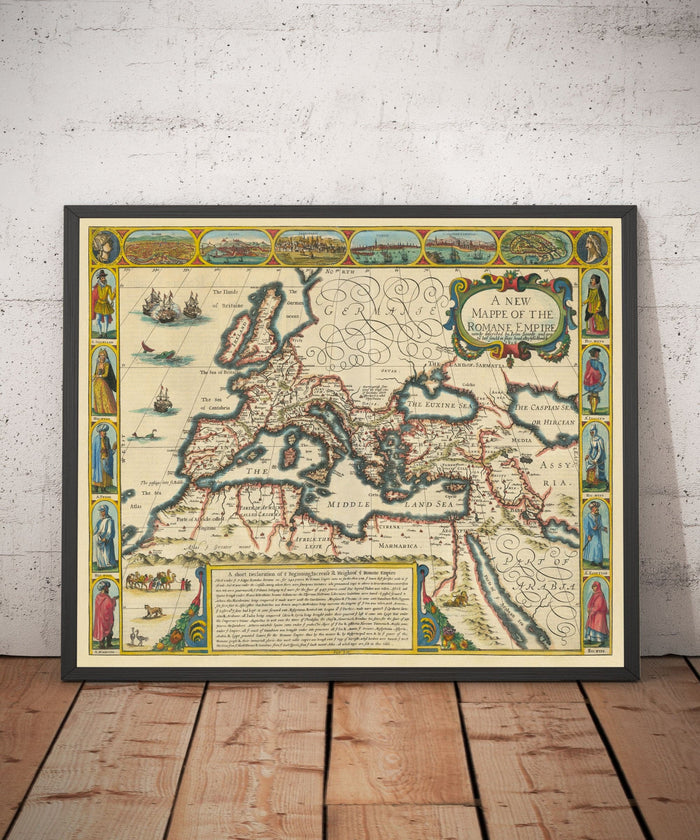 Old Roman Empire World Map, 1626 by John Speed - Rare Wall Art of Western and Byzantine