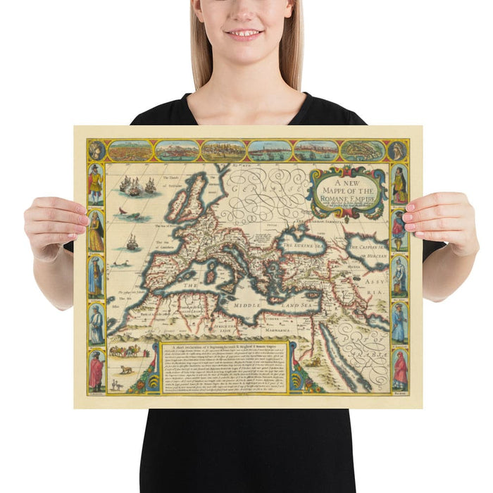 Old Roman Empire World Map, 1626 by John Speed - Rare Wall Art of Western and Byzantine