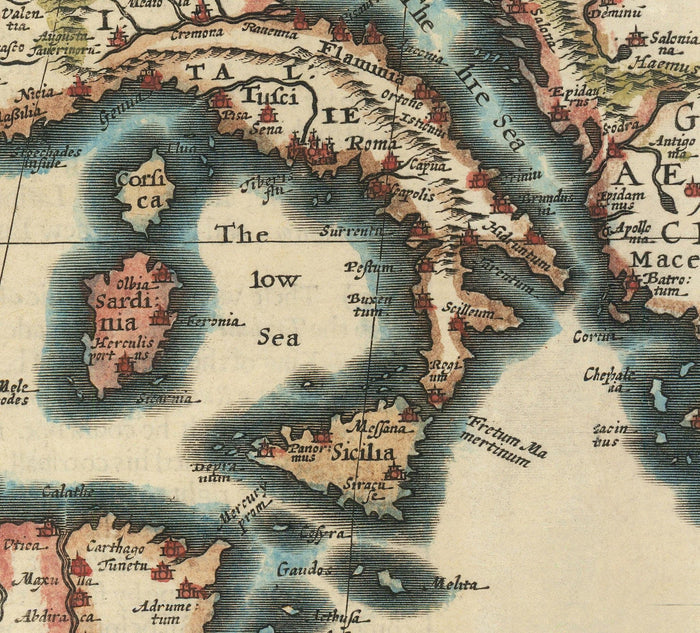 Old Roman Empire World Map, 1626 by John Speed - Rare Wall Art of Western and Byzantine