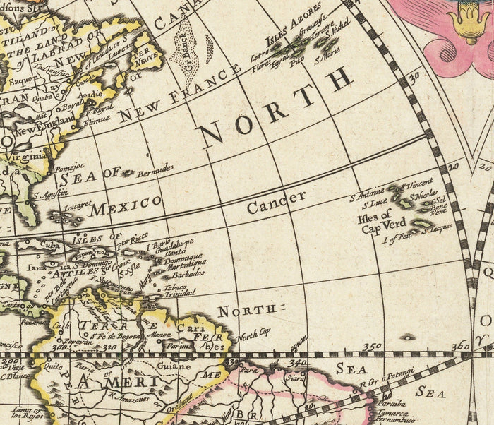 Old World Map from 1671 by Richard Blome - First English World Atlas Wall Chart