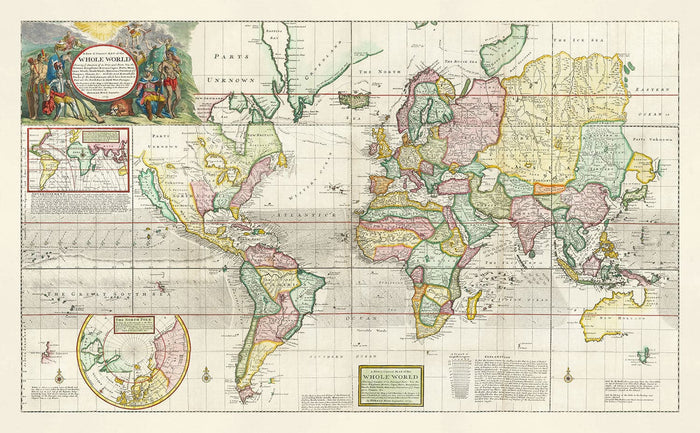 Old World Map from 1719 by Herman Moll - Large Colonial & Exploration Atlas Chart