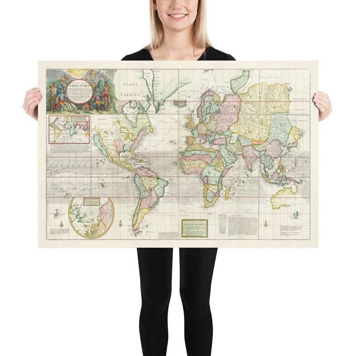 Old World Map from 1719 by Herman Moll - Large Colonial & Exploration Atlas Chart