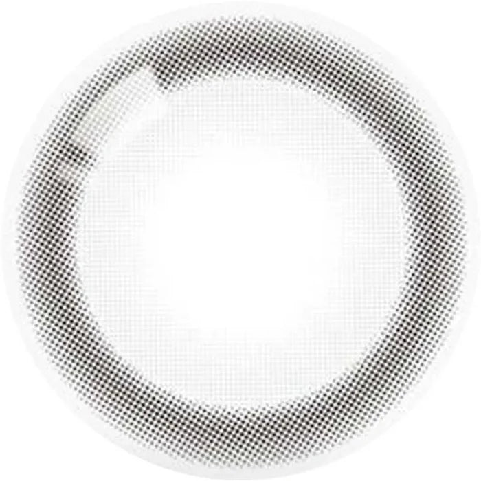 A round white plate with a dotted black ring near the edge creates a gradient effect reminiscent of Olola Glee Grey by Olola—minimalist, modern, and stylish with its smooth black-to-white transition.