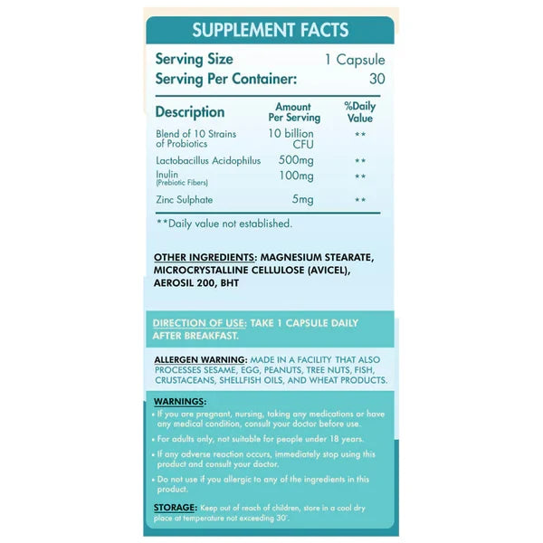 Organic Nation 10 Billion Probiotics 30capsules
