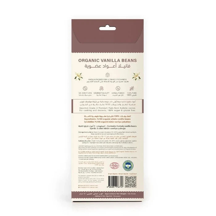 Organic Vanilla Beans - Grade A Ugandan Whole Pods - 12g