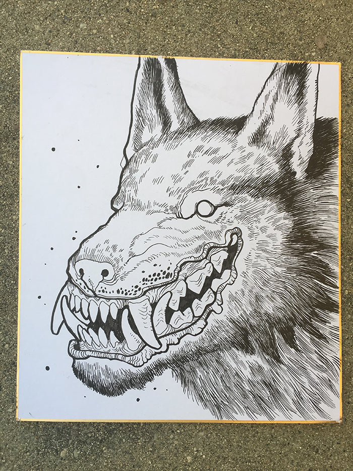 ORIGINAL INK DRAWING- HAPPY WEREWOLF