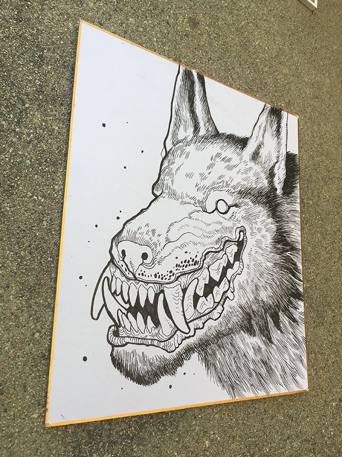 ORIGINAL INK DRAWING- HAPPY WEREWOLF