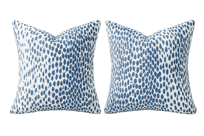 Pair of Blue Cheetah Schumacher Pillows
