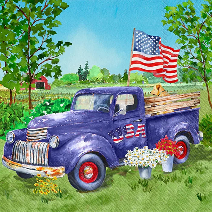 Patriotic Truck Cocktail Napkins