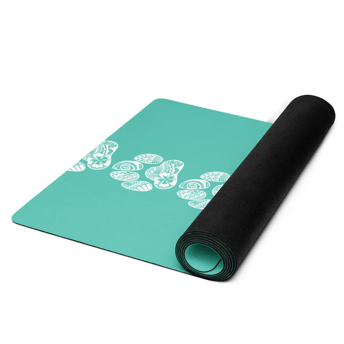 Paw Print Yoga Mat - Aqua