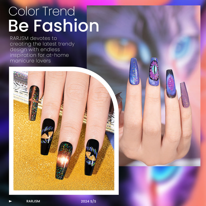 Peacock Vivid 9D cat eye gel nail polish 6 Colors Set 7.5 ml