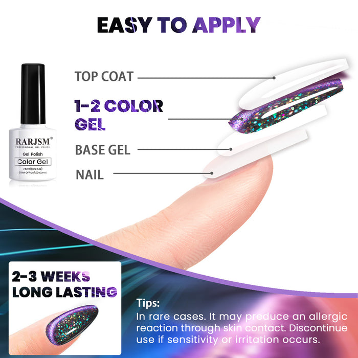 Peacock Vivid 9D cat eye gel nail polish 6 Colors Set 7.5 ml