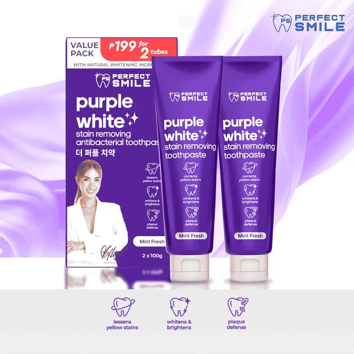 Perfect Smile Purple White Stain Removing Toothpaste 100ml Value Pack 2pcs