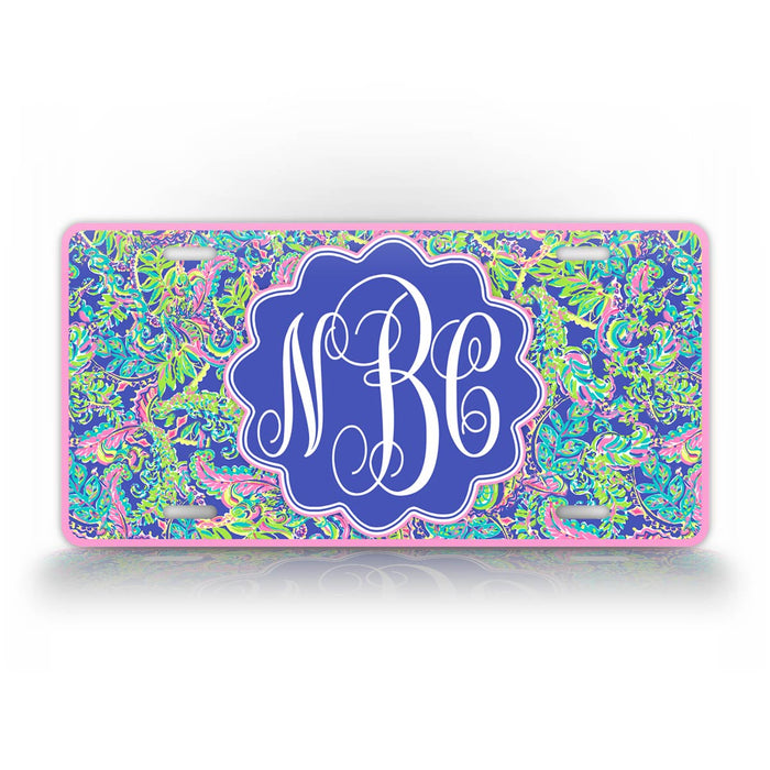 Custom Lily Fern Style Monogram Auto Tag