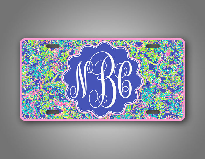 Custom Pink Monogram License Plate