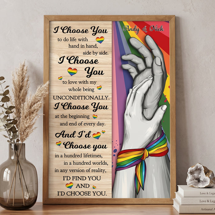 Personalized Poster LGBTQ+ Couple Hand In Hand | Pride Month  & Anniversary Gift