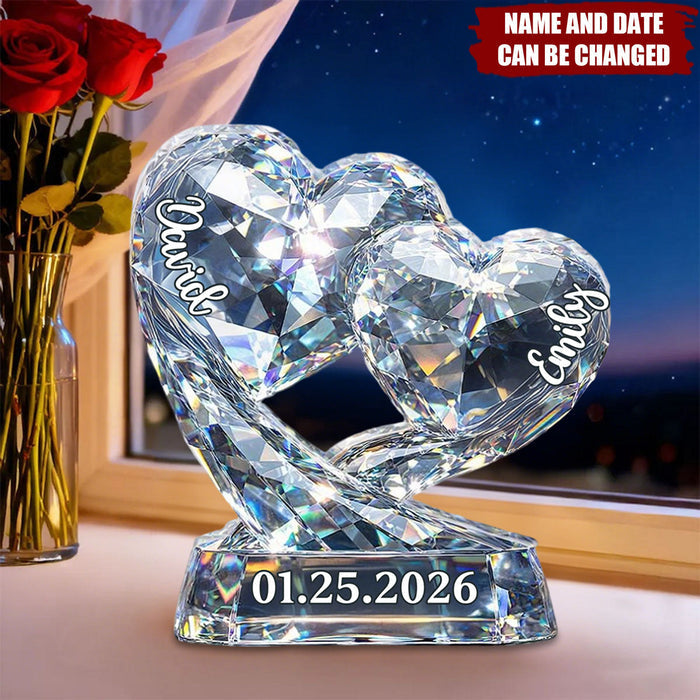 Personalized Romantic Love Shaped Acrylic Plaque With Names & Date | Romantic Valentine's Day 2026 Gift For Couple