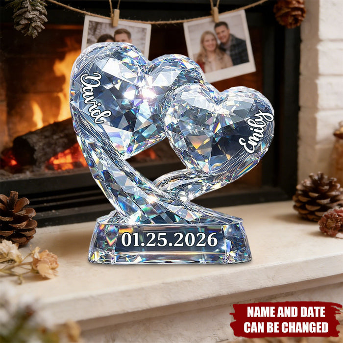 Personalized Romantic Love Shaped Acrylic Plaque With Names & Date | Romantic Valentine's Day 2026 Gift For Couple