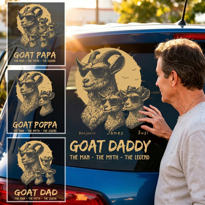 Personalized The Man The Myth The Legend GOAT Dad Car Decal | Father's Day Gift