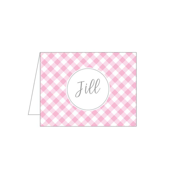 Pink Gingham Folded Note - Barque Gifts