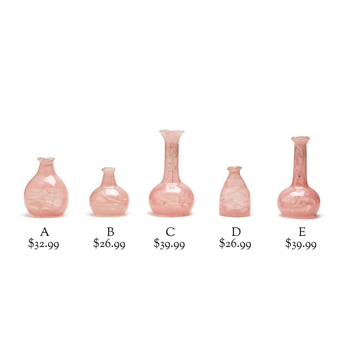 Pink Recycled Glass Handblown Vases
