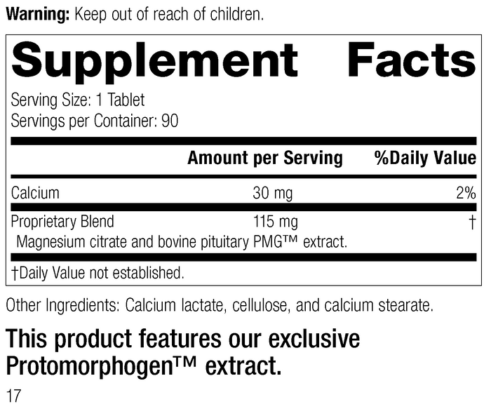 Pituitrophin PMG, 90 Tablets – Supplement Facts