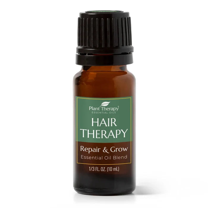 Plant Therapy Hair Therapy Essential Oil Blend amber bottle rosemary clary sage bergamot atlas cedarwood lavandin copaiba